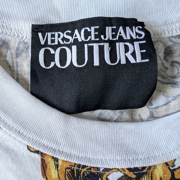 Versace Jeans Couture White and Gold Graphic Tee - Picture 4 of 5